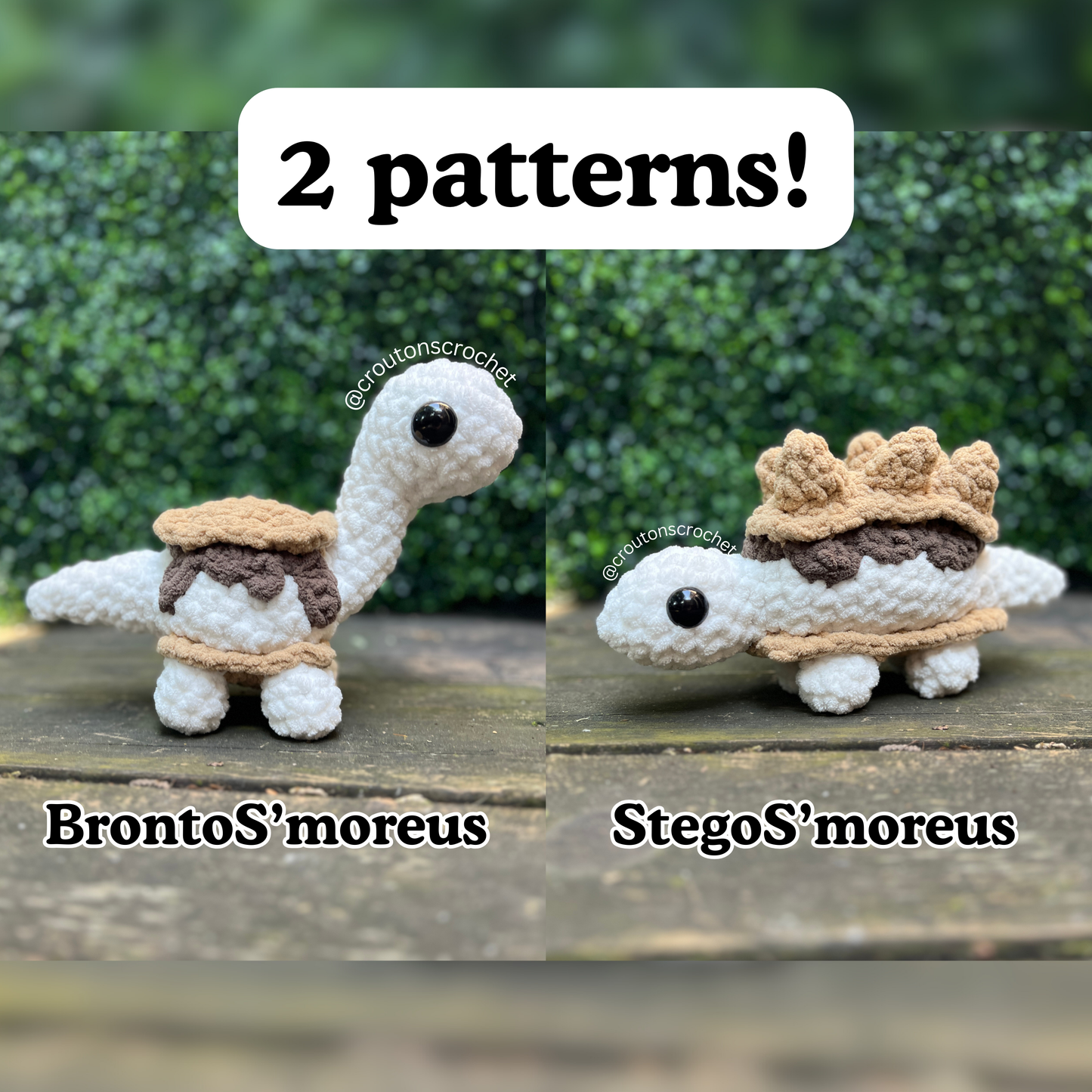 DinoS'mores Crochet Pattern Bundle | 2-in-1 StegoS'moreus and BrontoS'moreus Amigurumi PDF