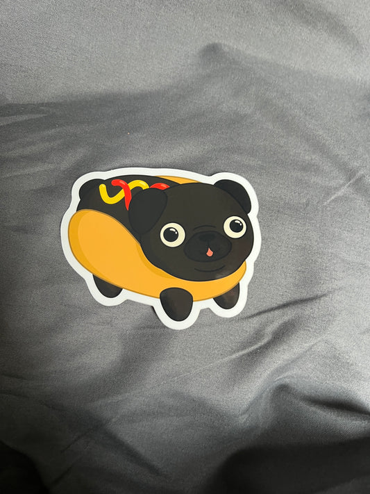 [LIMITED EDITION] Hot Dog Pug Sticker (Black)