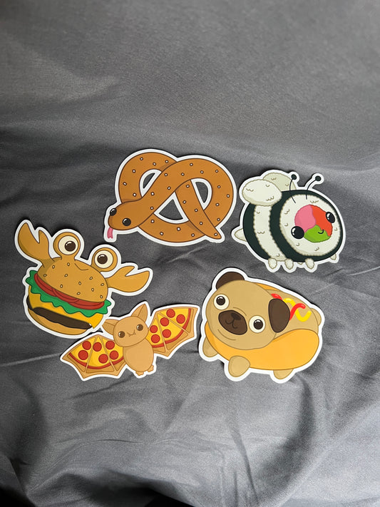 Pack of 5 Food Animal Stickers (Save 15%)