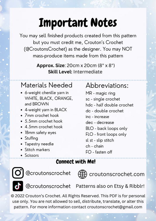 Puddles the Melting Snowman Crochet Pattern [PDF FILE]
