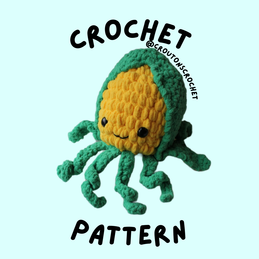 Butters the Corn Squid Crochet Pattern [PDF FILE] – Crouton's Crochet